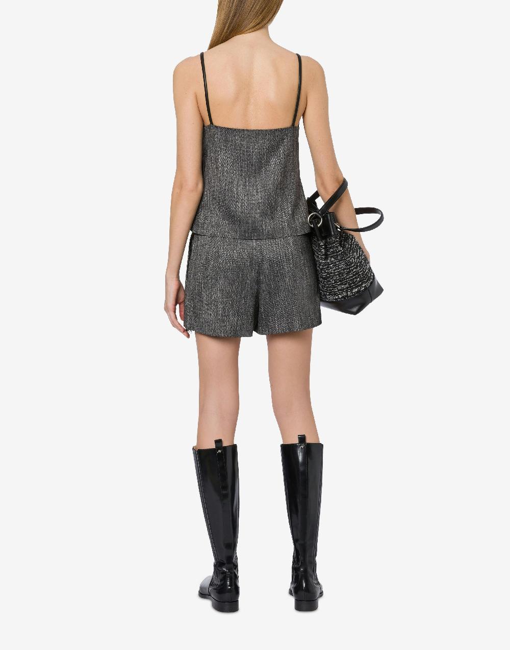Alberta Ferretti Short in chevron e tessuto nappato con pizzo Comprare a buon mercato