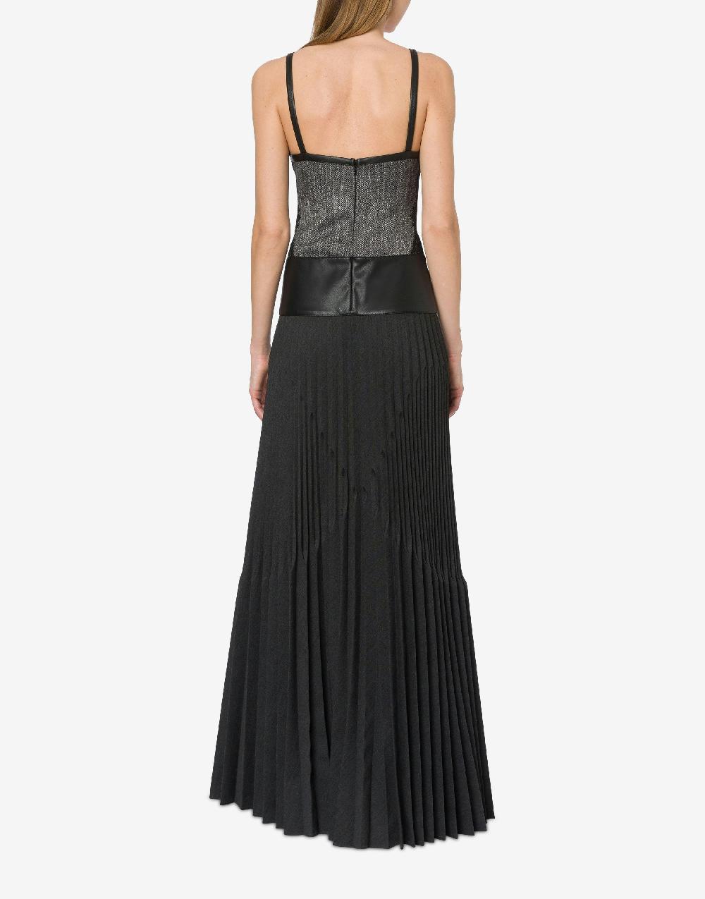 Alberta Ferretti Abito lungo con pizzo e plissé Grande vendita