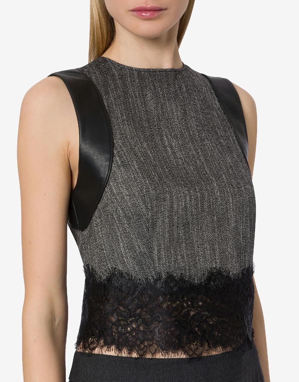 Alberta Ferretti Crop top in chevron con pizzo Fornitura limitata
