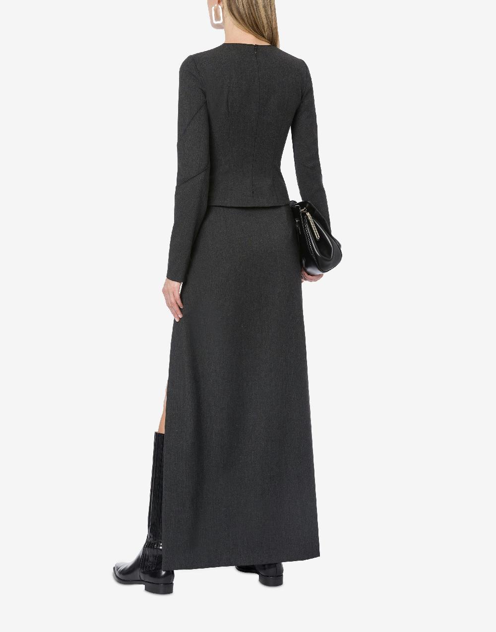 Alberta Ferretti Gonna in twill di lana stretch con spacco Vendite stagionali