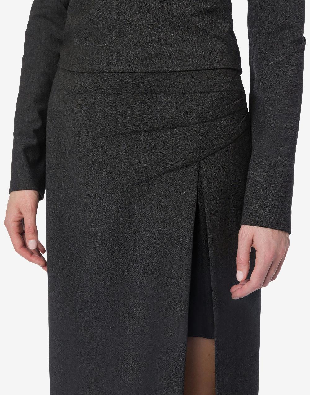 Alberta Ferretti Gonna in twill di lana stretch con spacco Vendite stagionali