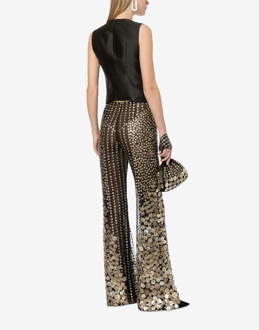 Alberta Ferretti Pantalone flare con ricamo medaglie Offerta natalizia