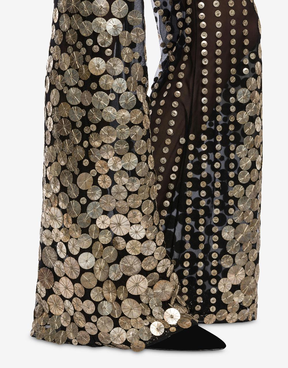 Alberta Ferretti Pantalone flare con ricamo medaglie Offerta natalizia