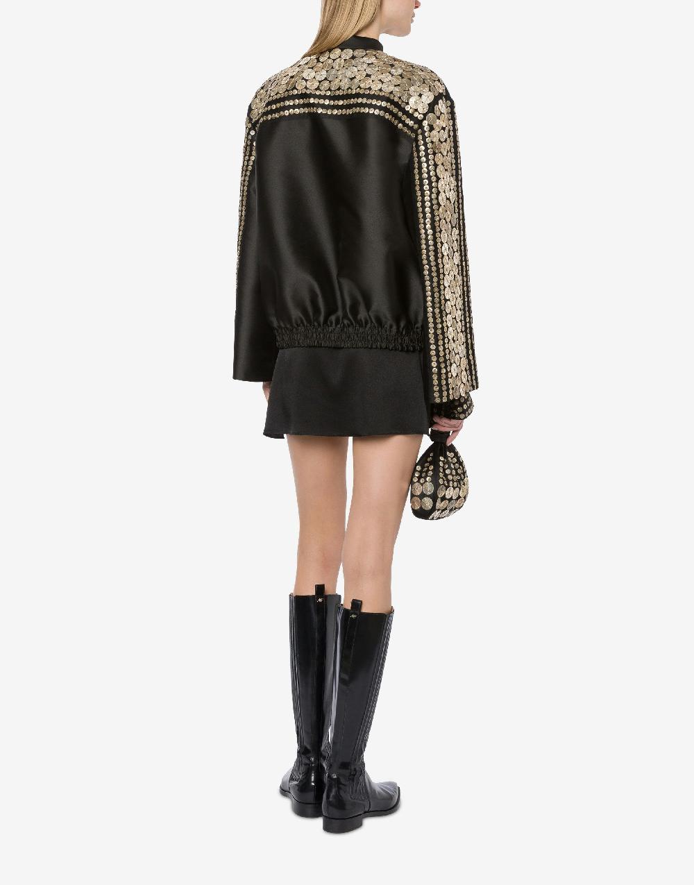 Alberta Ferretti Bomber in mikado con ricamo medaglie Offerta per la Festa della Mamma