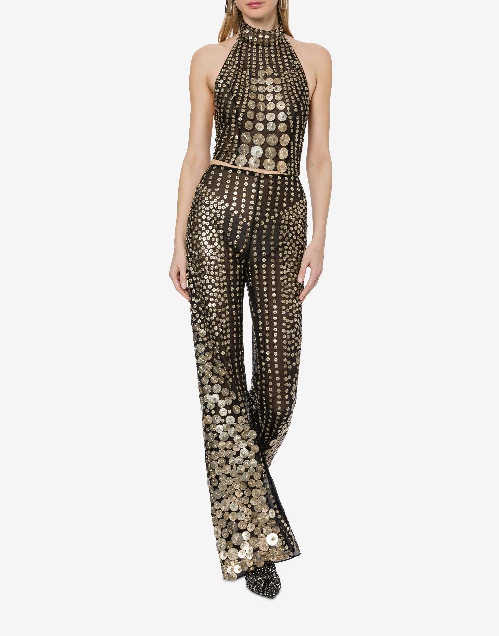 Alberta Ferretti Crop top in tulle con ricamo medaglie Offerta Giorno del Papà