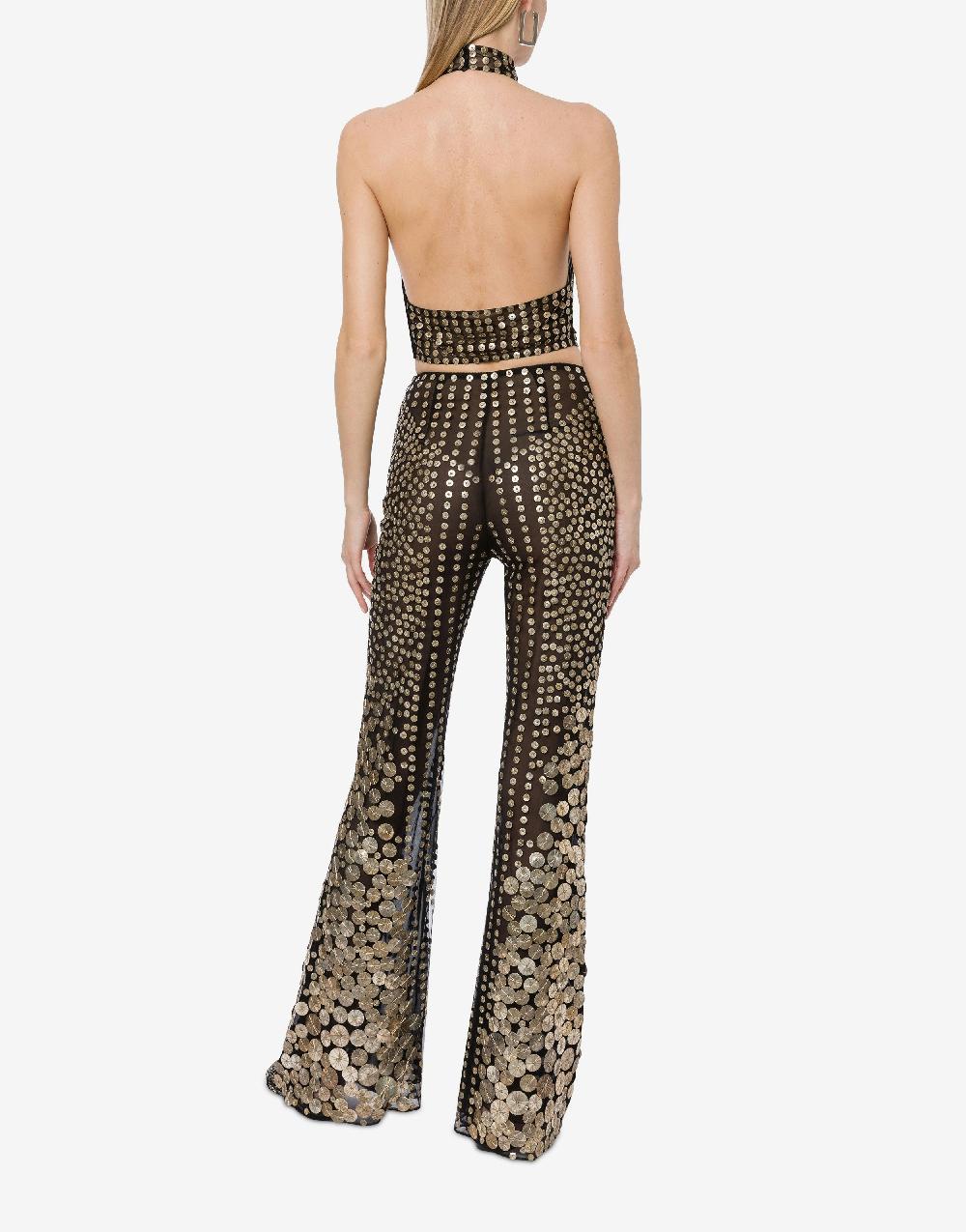 Alberta Ferretti Crop top in tulle con ricamo medaglie Offerta Giorno del Papà
