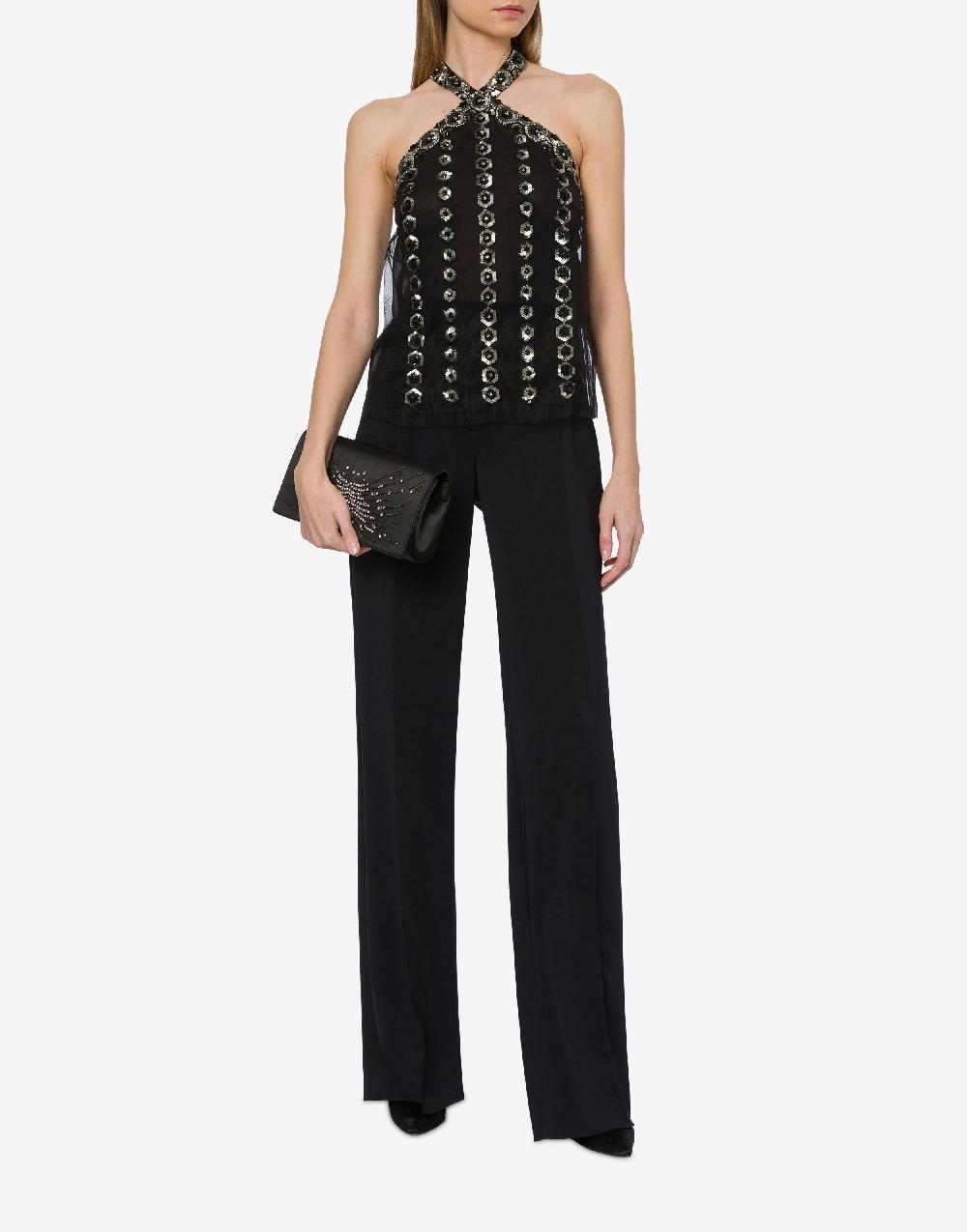 Alberta Ferretti Top in tulle con ricamo geometrico Offerta Anniversario