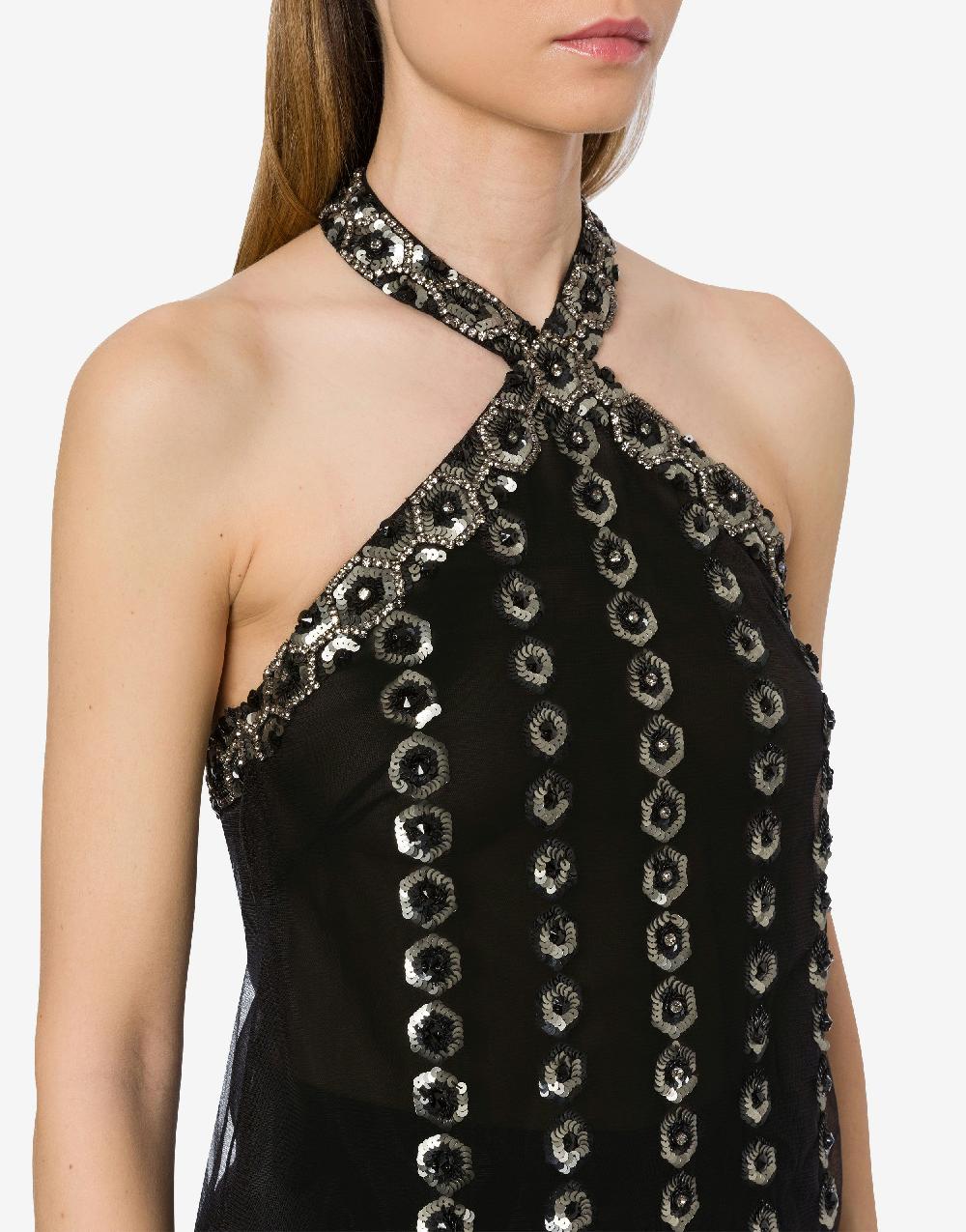 Alberta Ferretti Top in tulle con ricamo geometrico Offerta Anniversario