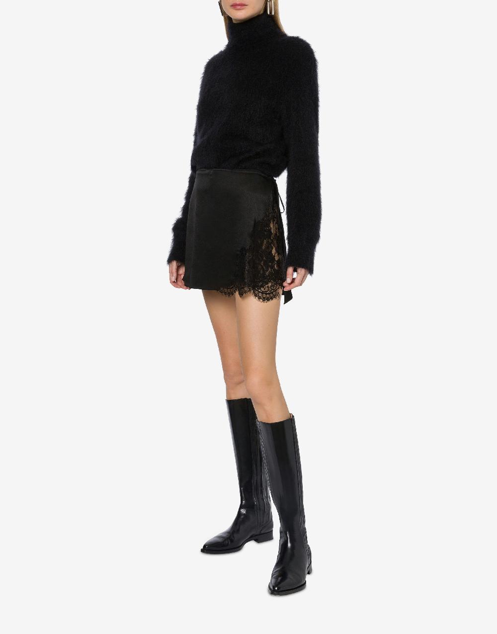 Alberta Ferretti Minigonna in raso con pizzo Nuovi prodotti