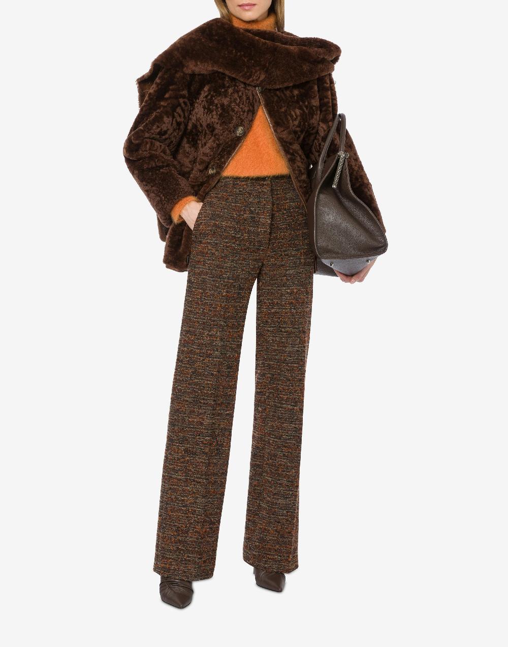Alberta Ferretti Montone reversibile in shearling lucido con sciarpa Liquidazione