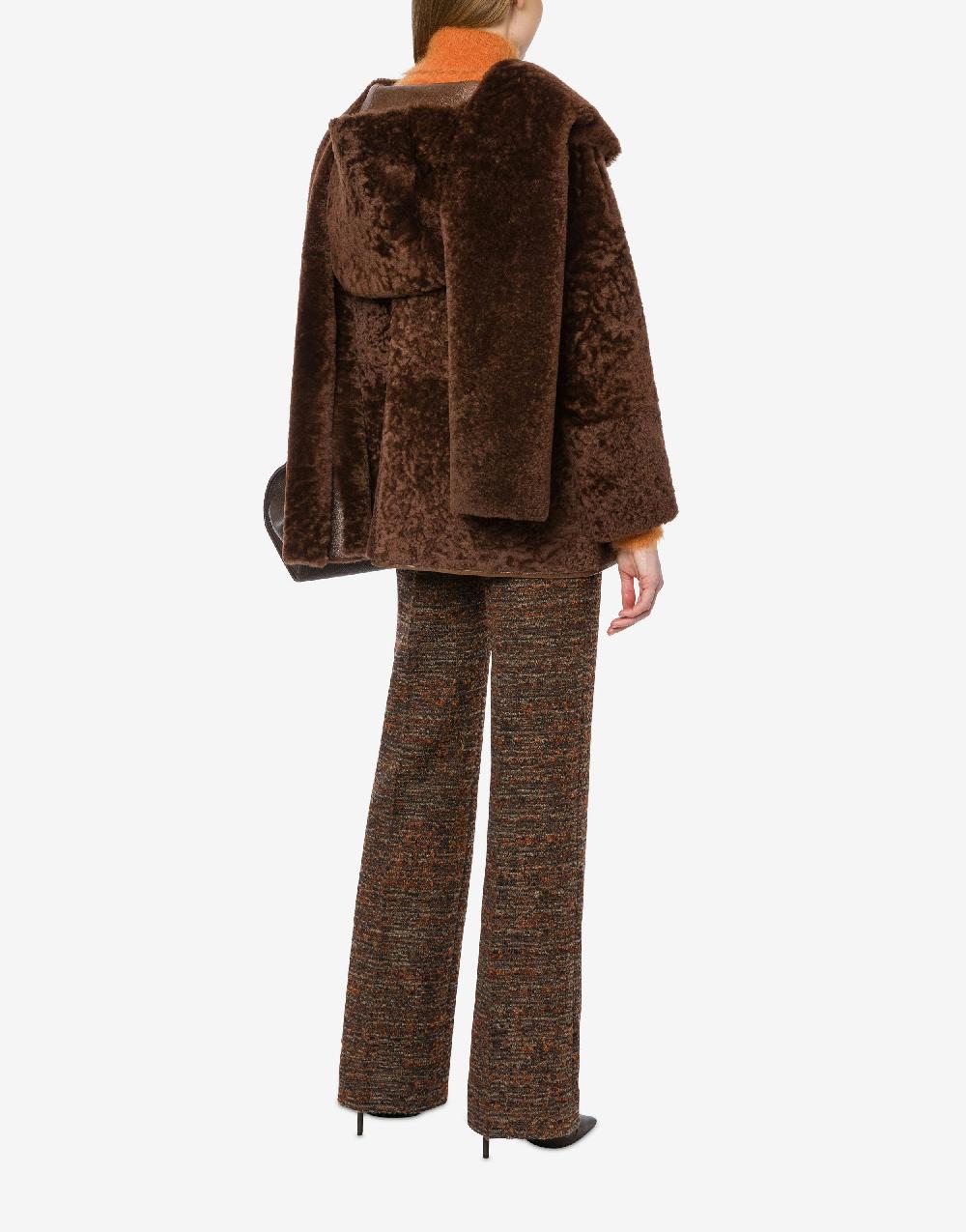 Alberta Ferretti Montone reversibile in shearling lucido con sciarpa Liquidazione