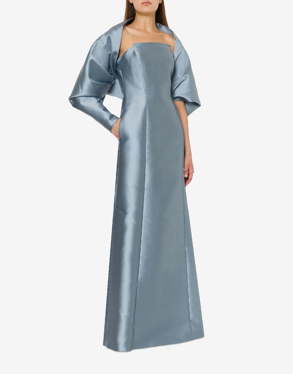 Alberta Ferretti Abito lungo in mikado con coprispalle Fino al 65% di sconto
