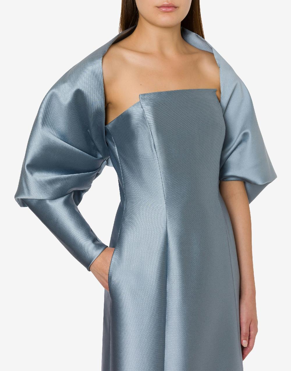 Alberta Ferretti Abito lungo in mikado con coprispalle Fino al 65% di sconto