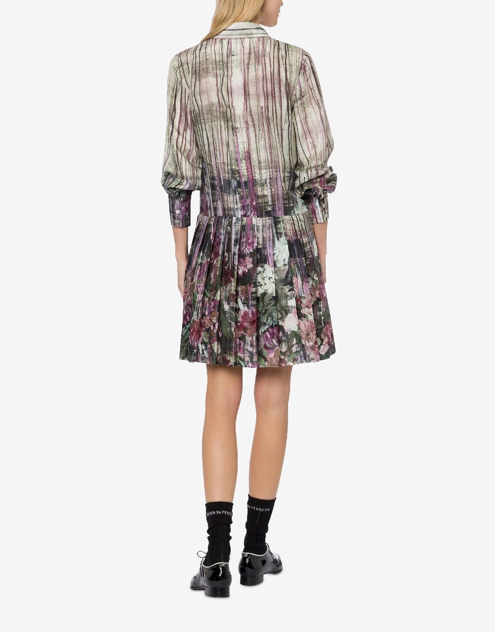 Alberta Ferretti Abito in habotai con stampa Dripping Roses Sostegno trimestrale