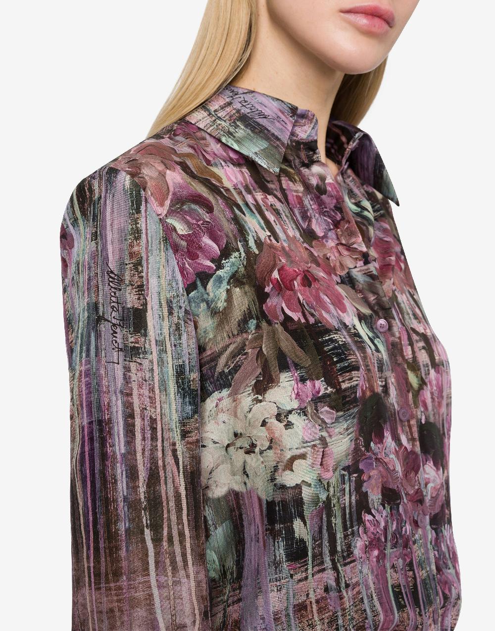 Alberta Ferretti Camicia in habotai con stampa Dripping Roses Fino al 55% di sconto