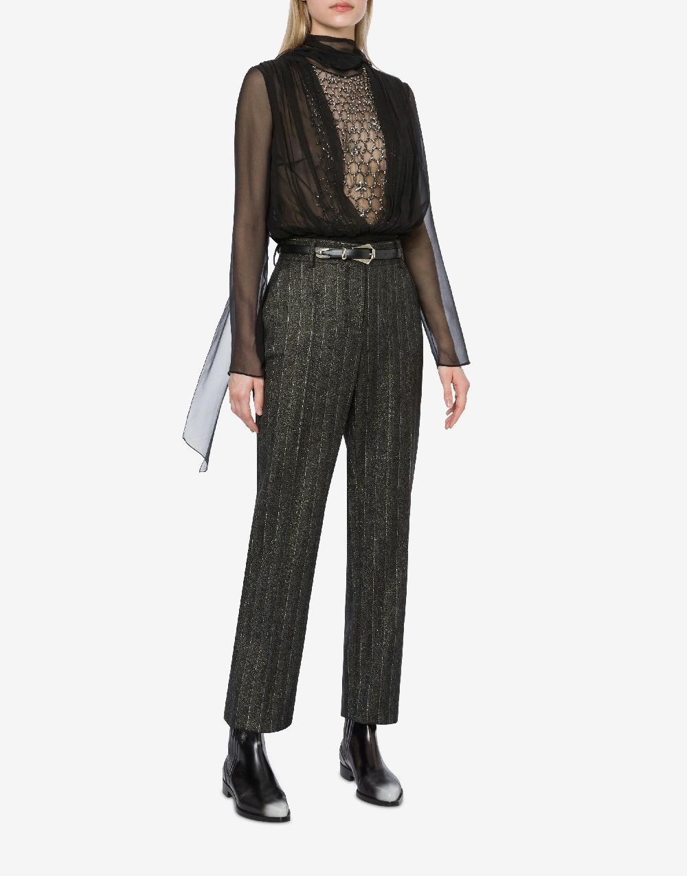 Alberta Ferretti Pantalone in gessato lurex Solo un giorno rimasto