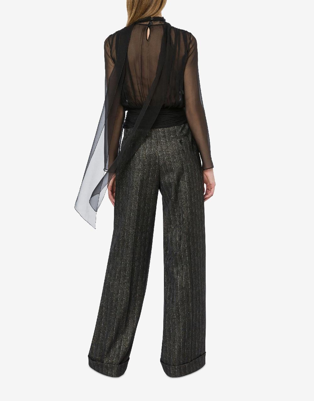 Alberta Ferretti Pantalone in gessato lurex Super sconto
