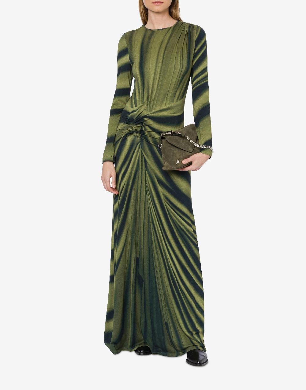 Alberta Ferretti Abito lungo in jersey con stampa drappeggio In vendita