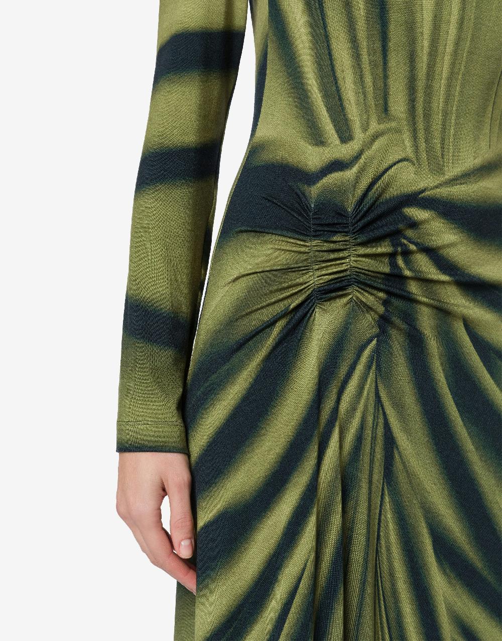 Alberta Ferretti Abito lungo in jersey con stampa drappeggio In vendita
