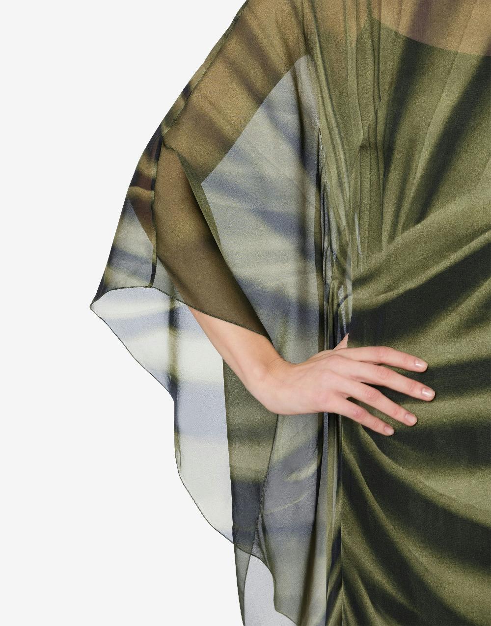 Alberta Ferretti Abito lungo in chiffon con stampa drappeggio Sconti questo mese