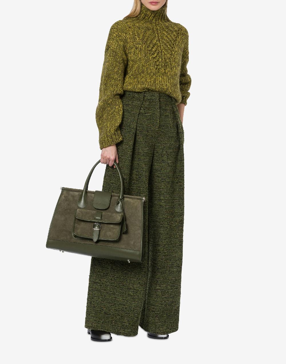 Alberta Ferretti Pantalone oversize in tweed bottonato Italy