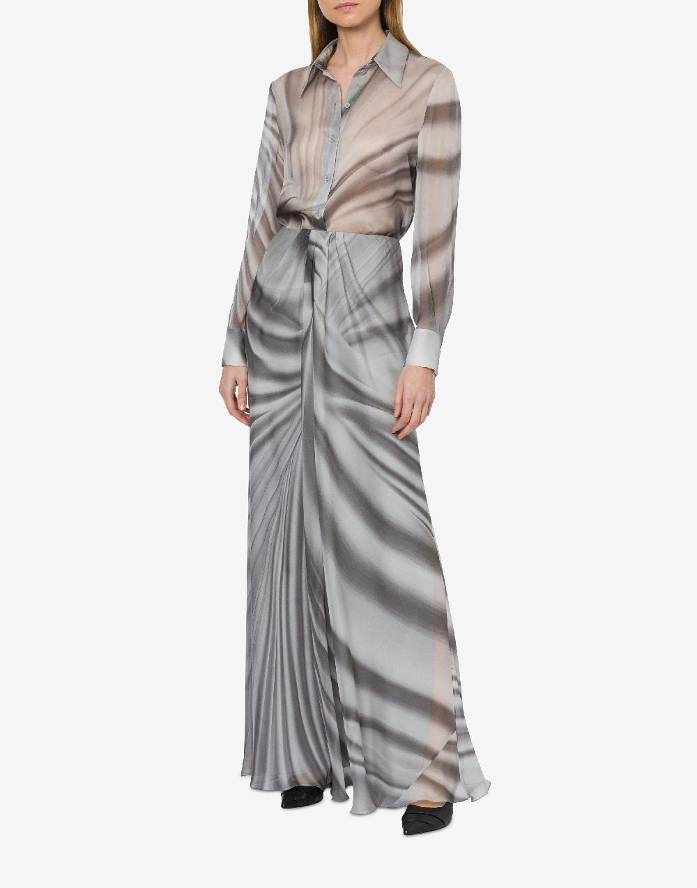Alberta Ferretti Camicia in chiffon con stampa Drappeggio Pezzi Unici