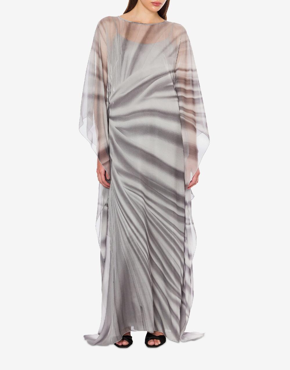 Alberta Ferretti Abito lungo in chiffon con stampa drappeggio Qualità Garantita