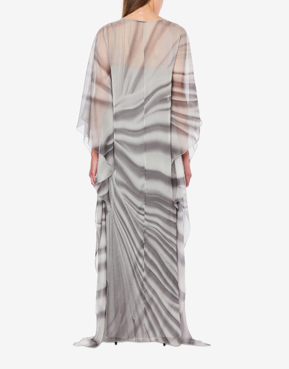 Alberta Ferretti Abito lungo in chiffon con stampa drappeggio Qualità Garantita