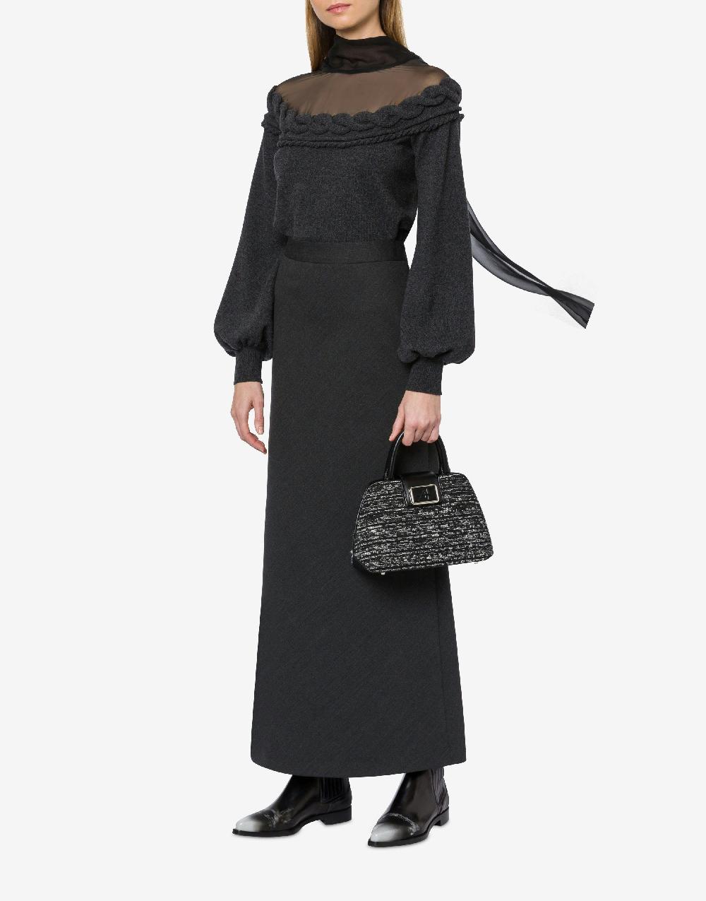 Alberta Ferretti Gonna lunga in twill di lana stretch Acquista Ora
