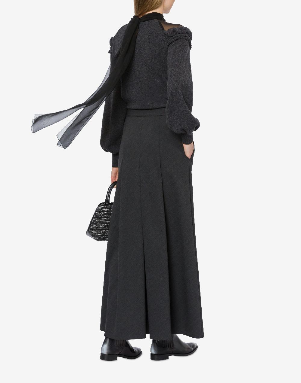 Alberta Ferretti Gonna lunga in twill di lana stretch Acquista Ora