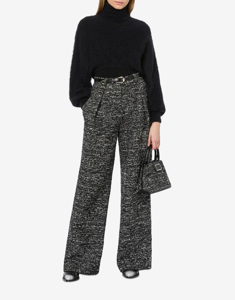 Alberta Ferretti Pantalone oversize in tweed bottonato Fino Al -60%