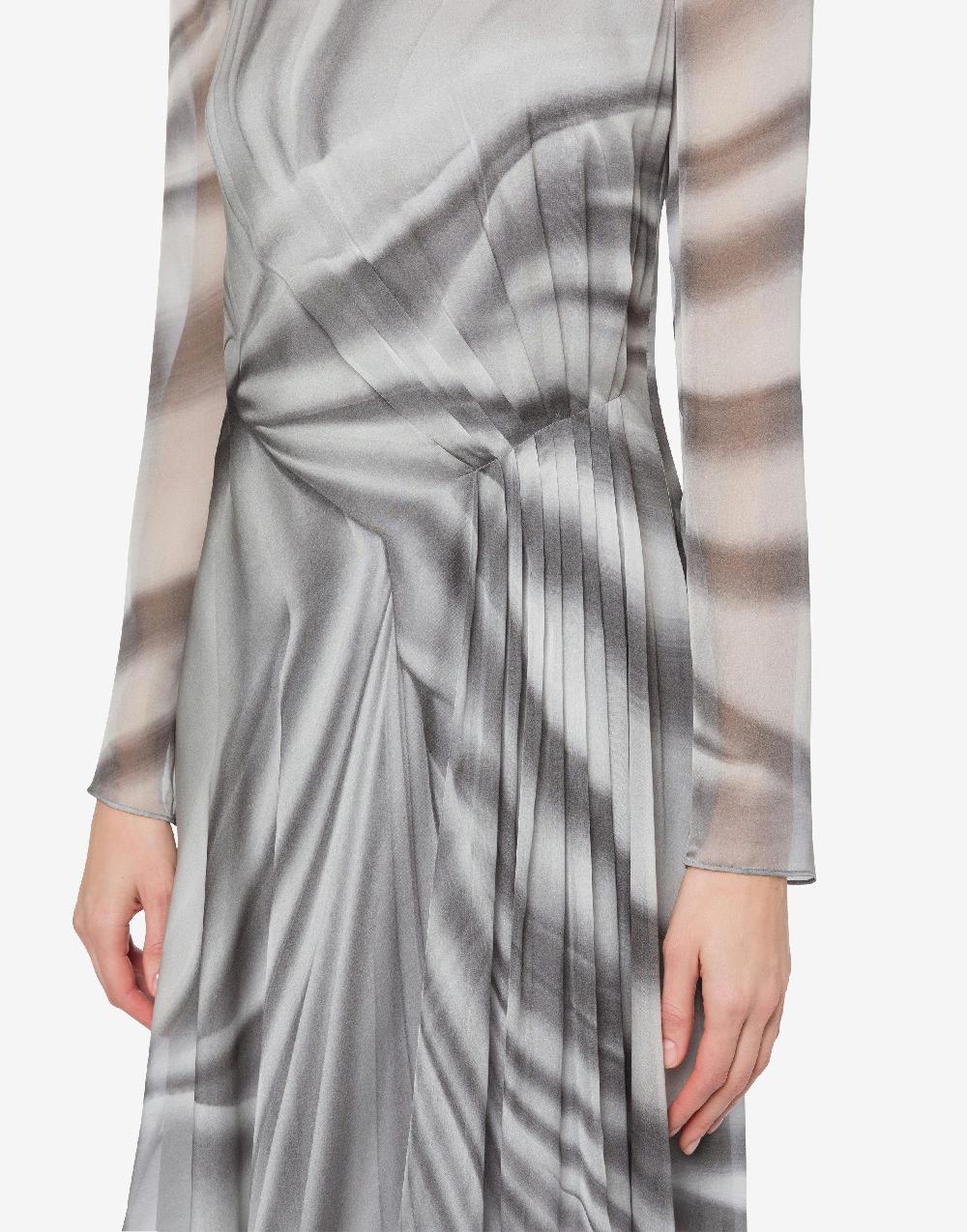 Alberta Ferretti Abito longuette in chiffon con stampa Drappeggio Prezzo Ridotto