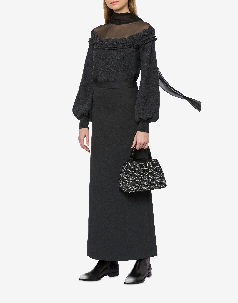 Alberta Ferretti Maglia in lana cashmere e chiffon Convenienza