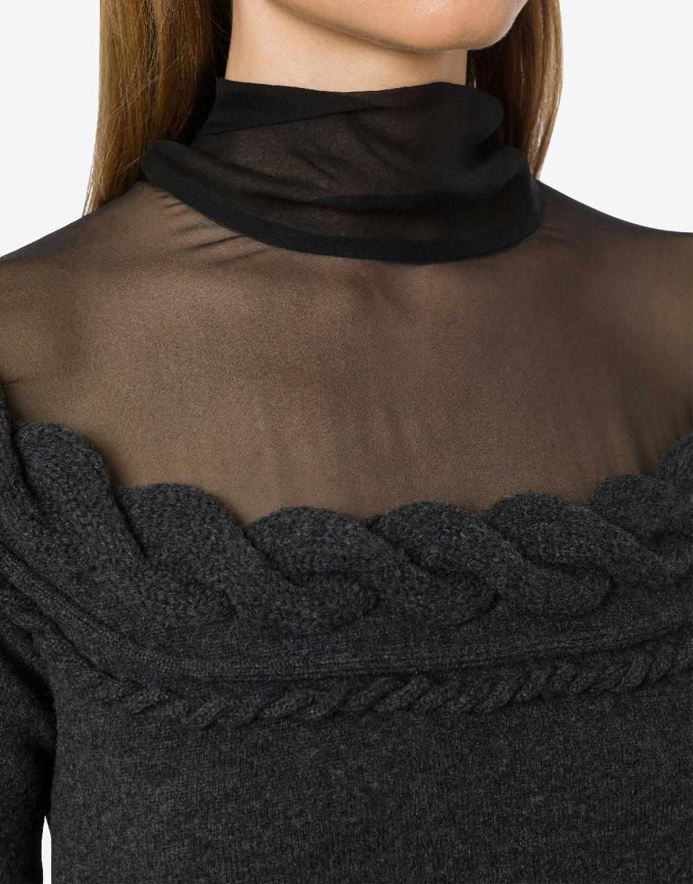 Alberta Ferretti Maglia in lana cashmere e chiffon Convenienza