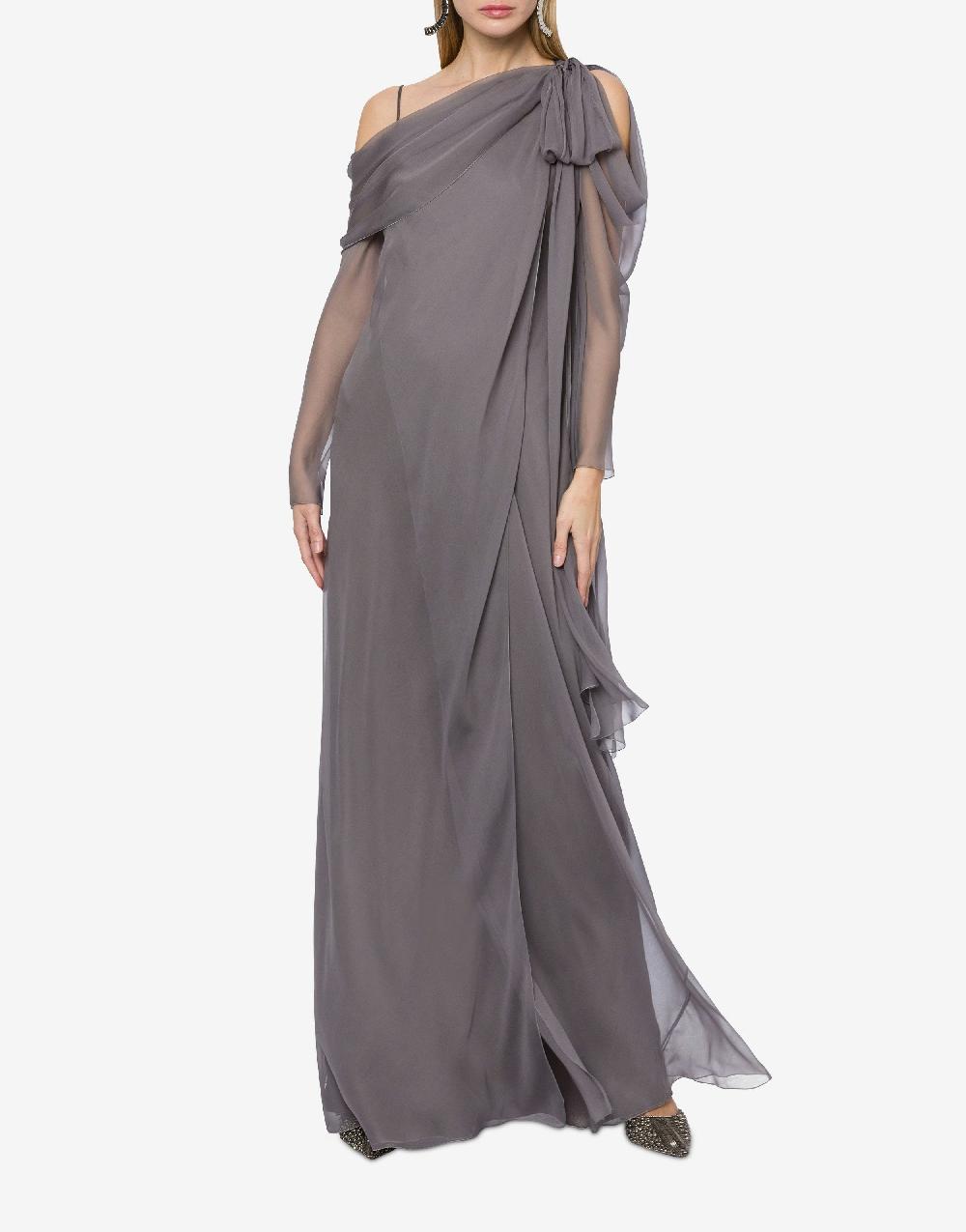 Alberta Ferretti Abito lungo in chiffon con drappeggi Presa