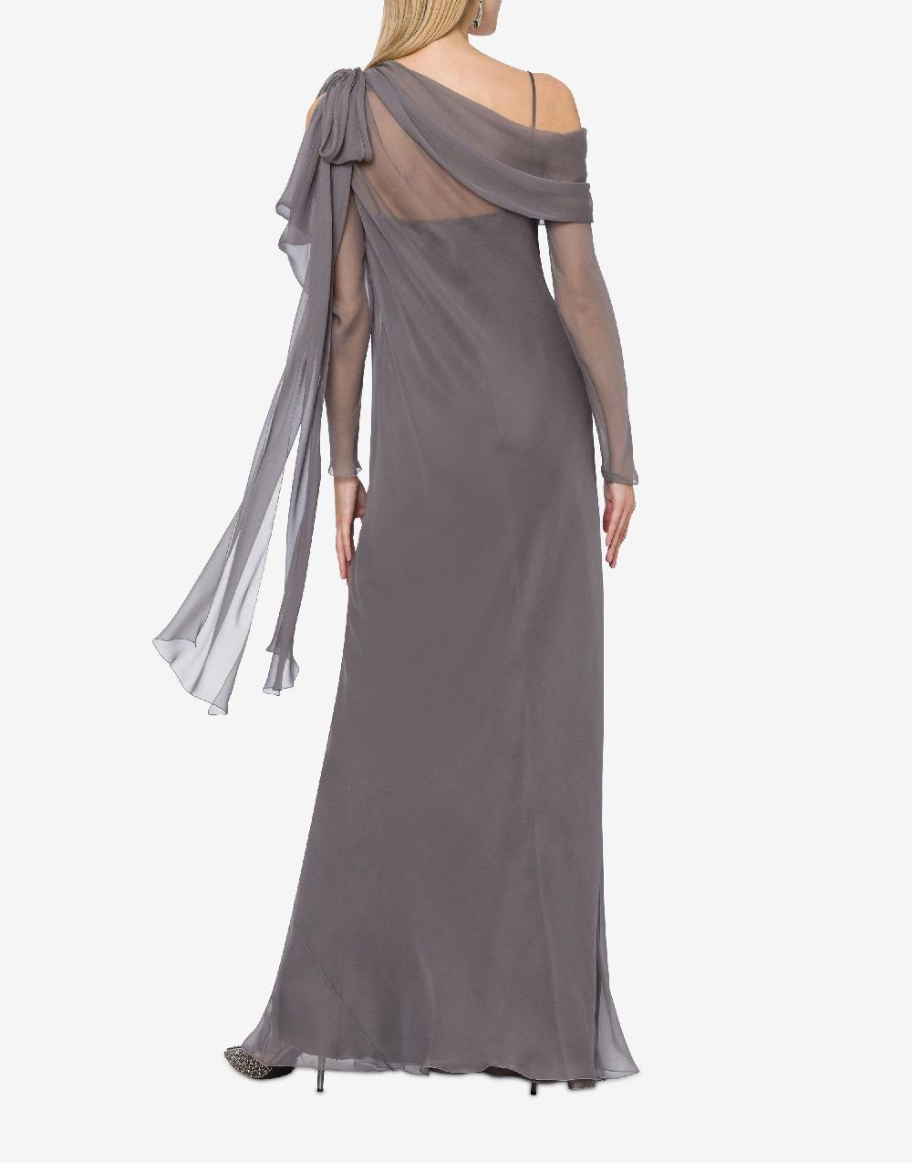 Alberta Ferretti Abito lungo in chiffon con drappeggi Presa
