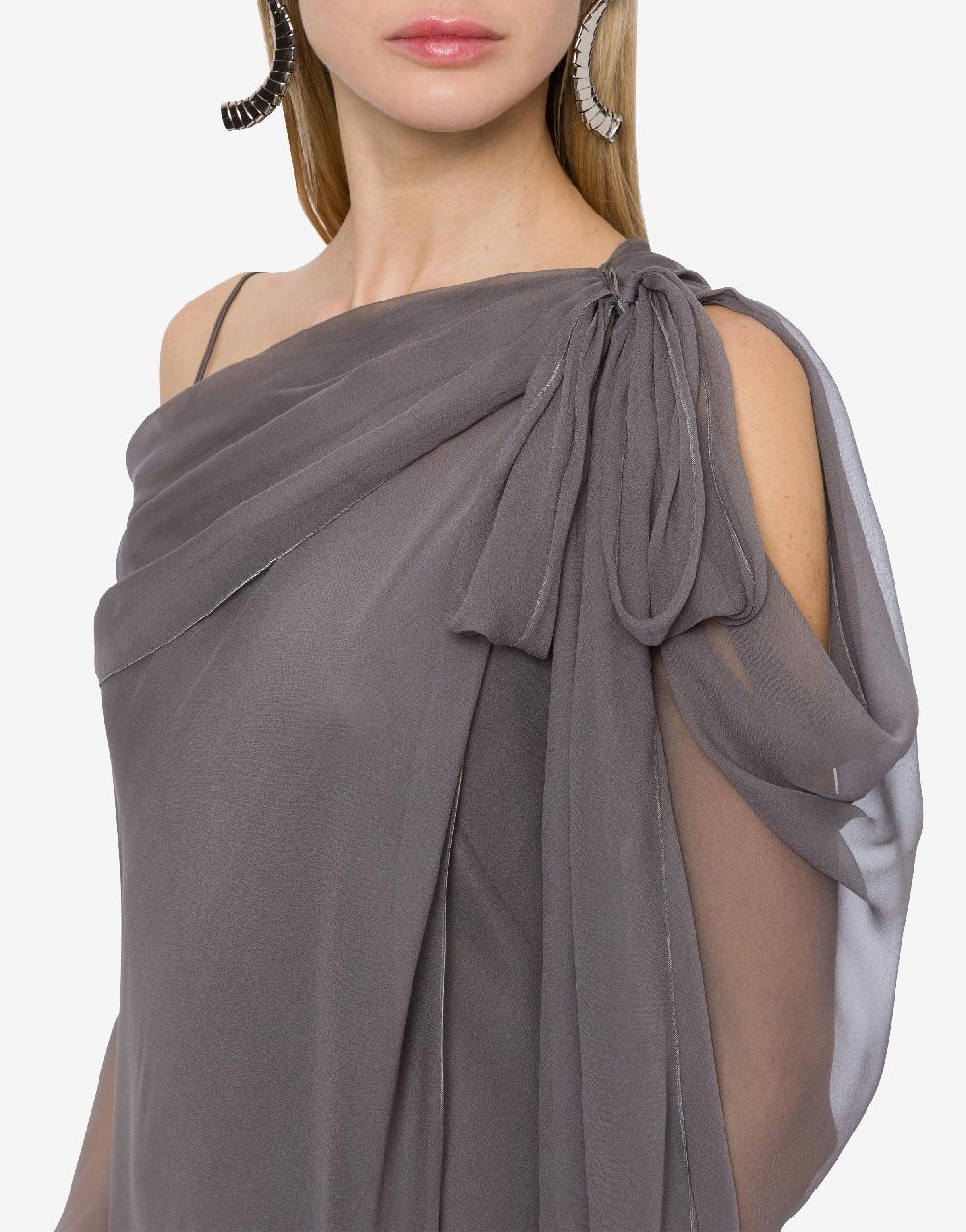 Alberta Ferretti Abito lungo in chiffon con drappeggi Presa
