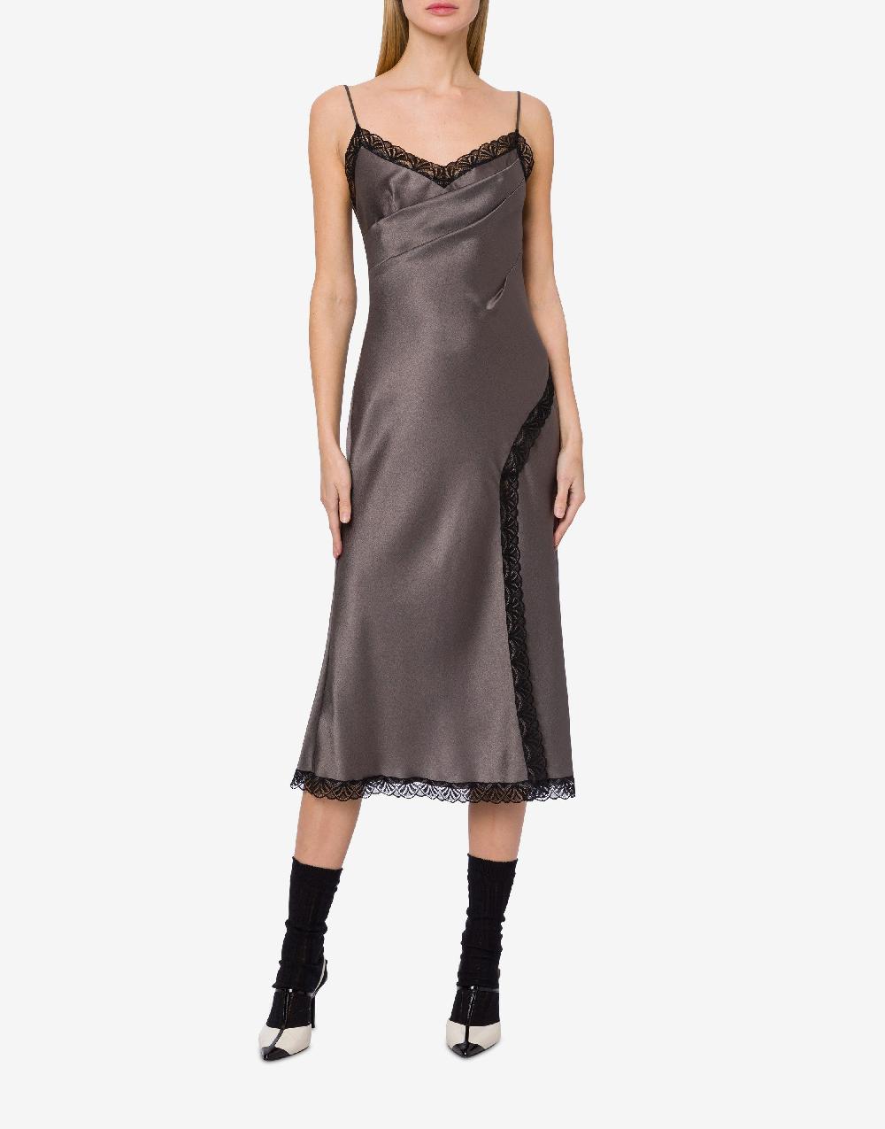 Alberta Ferretti Abito sottoveste in raso con pizzo Sconto