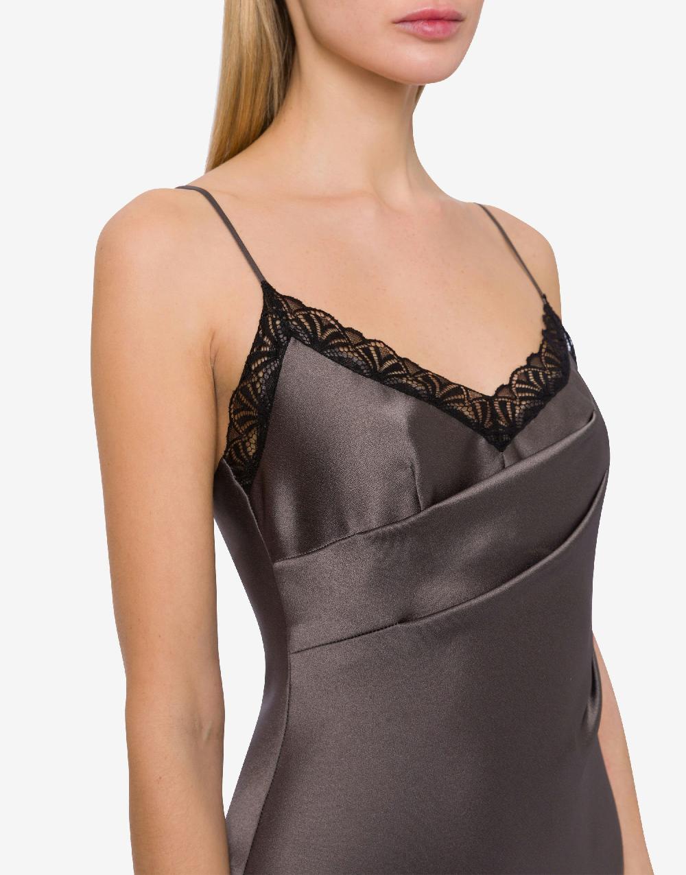 Alberta Ferretti Abito sottoveste in raso con pizzo Sconto