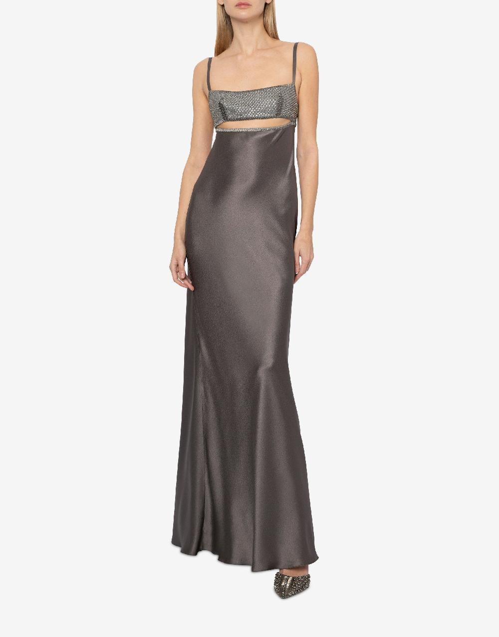 Alberta Ferretti Abito in raso con cut-out e ricamo Offerta