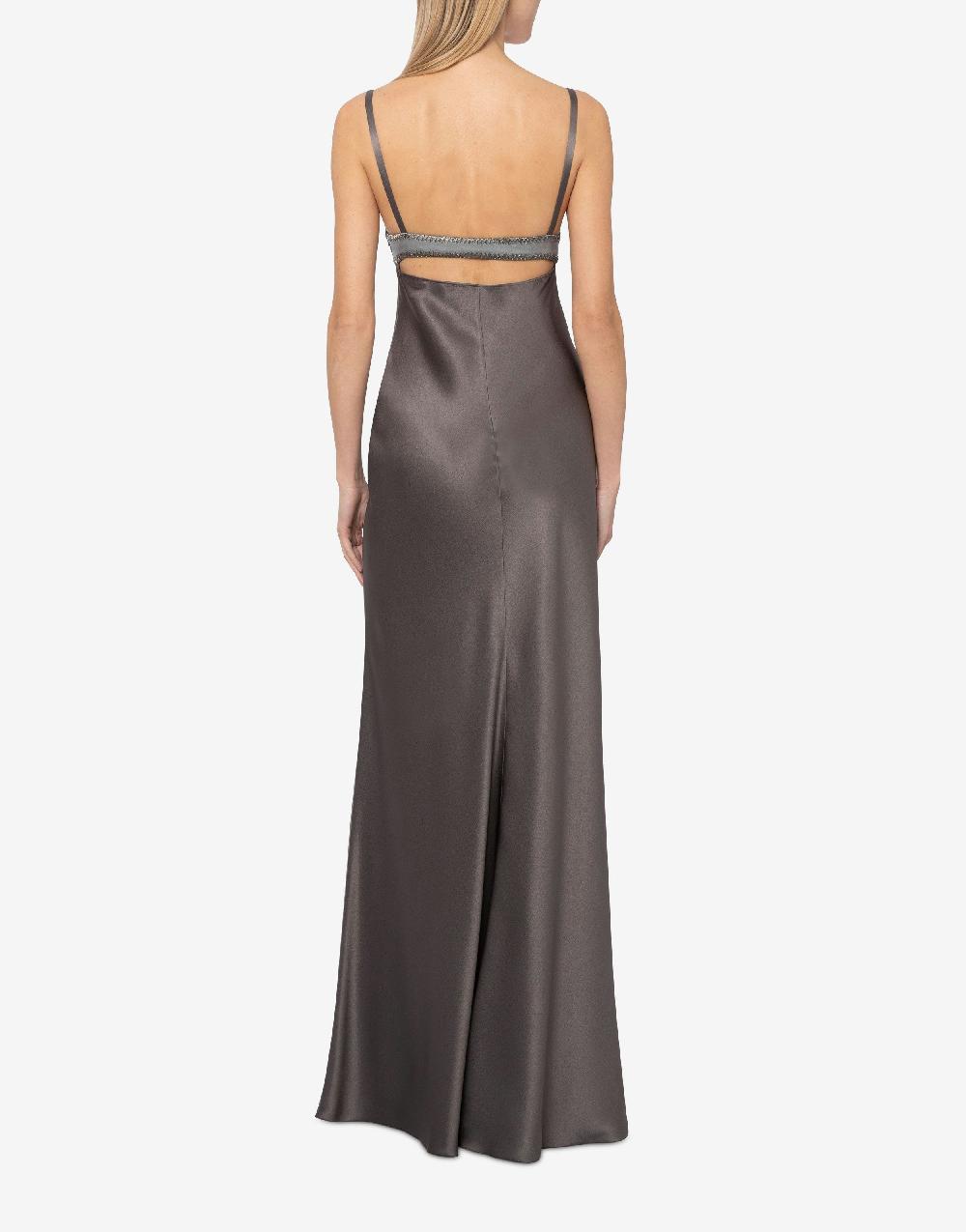 Alberta Ferretti Abito in raso con cut-out e ricamo Offerta
