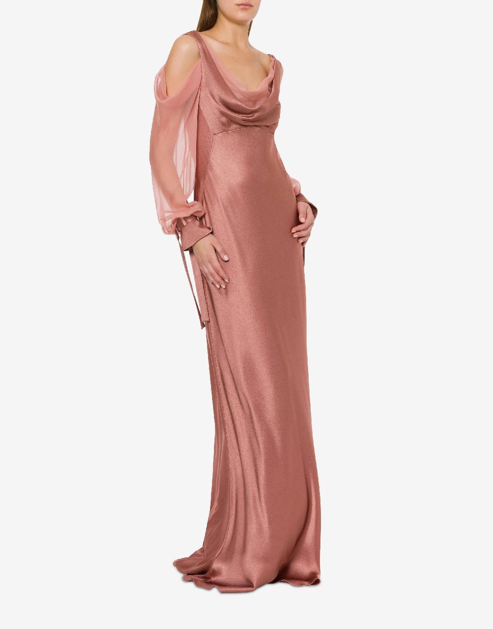 Alberta Ferretti Abito in raso con maniche in chiffon Hotsell