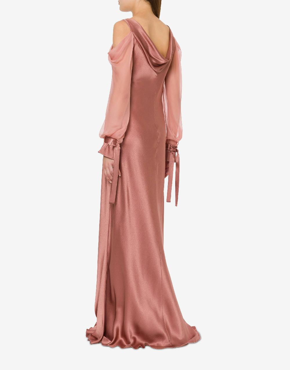 Alberta Ferretti Abito in raso con maniche in chiffon Hotsell