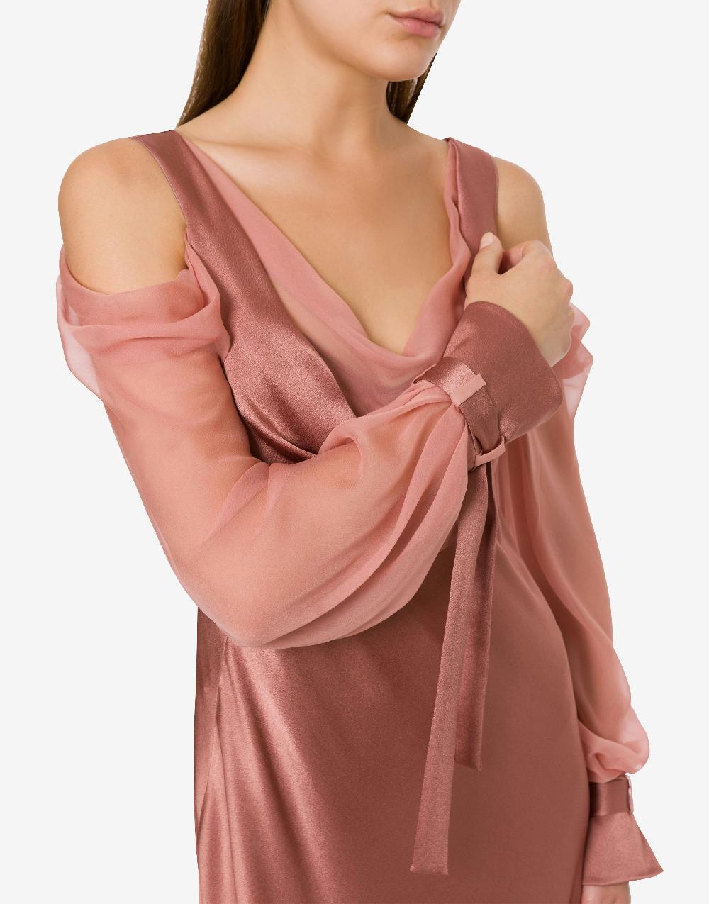 Alberta Ferretti Abito in raso con maniche in chiffon Hotsell