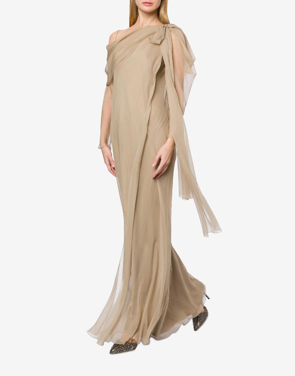 Alberta Ferretti Abito lungo in chiffon con drappeggi Negozio