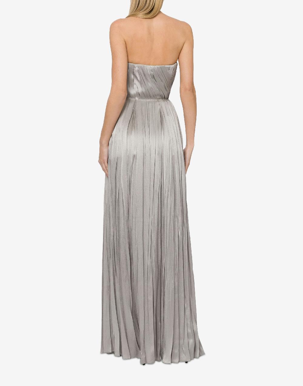 Alberta Ferretti Abito bustier in raso plissé Nuova
