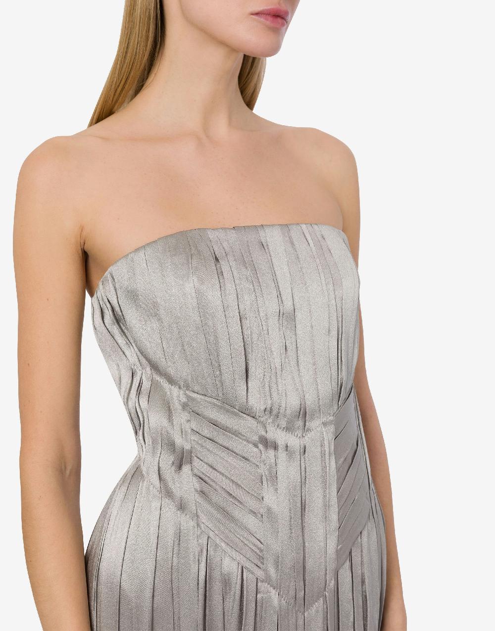 Alberta Ferretti Abito bustier in raso plissé Nuova
