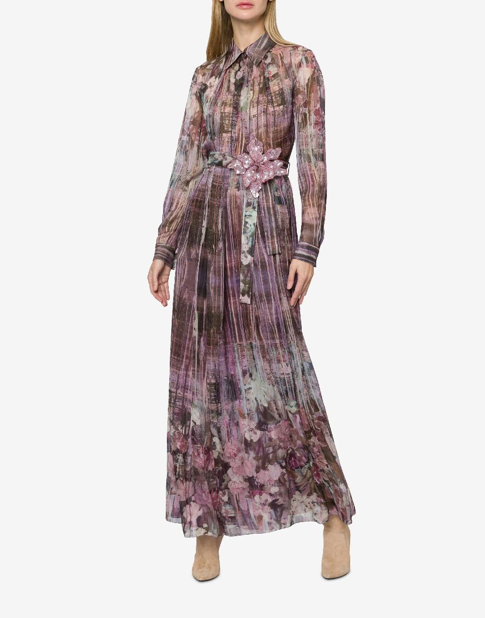 Alberta Ferretti Abito in chiffon con stampa Dripping Roses Moda