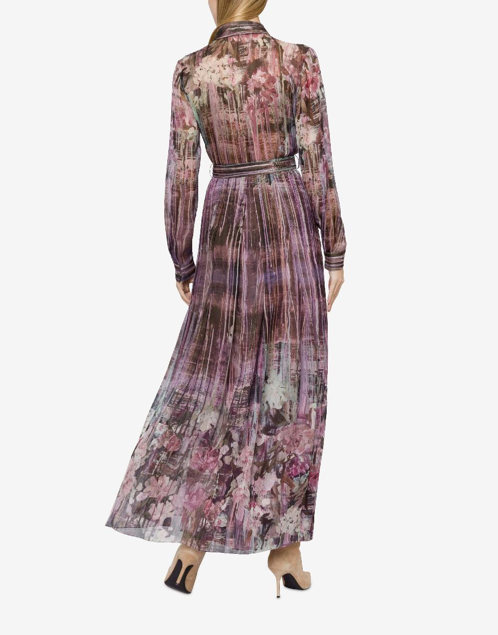 Alberta Ferretti Abito in chiffon con stampa Dripping Roses Moda
