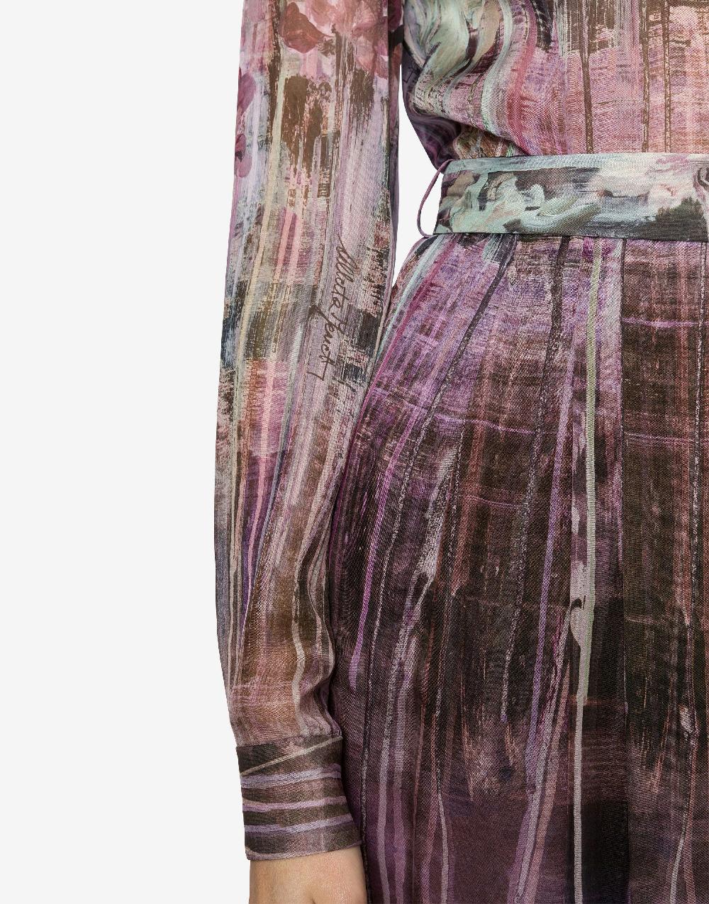 Alberta Ferretti Abito in chiffon con stampa Dripping Roses Moda